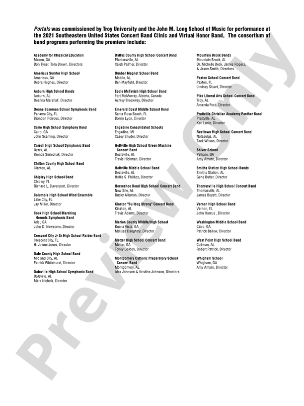 Portals - Concert Band Conductor Score & Parts (Digital Download)