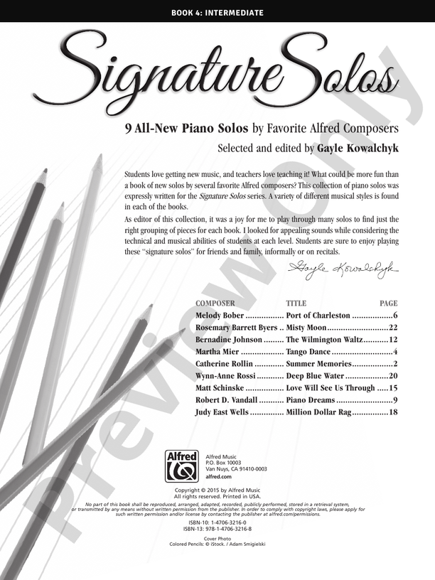 Signature Solos, Book 4 - Piano (Digital Download)
