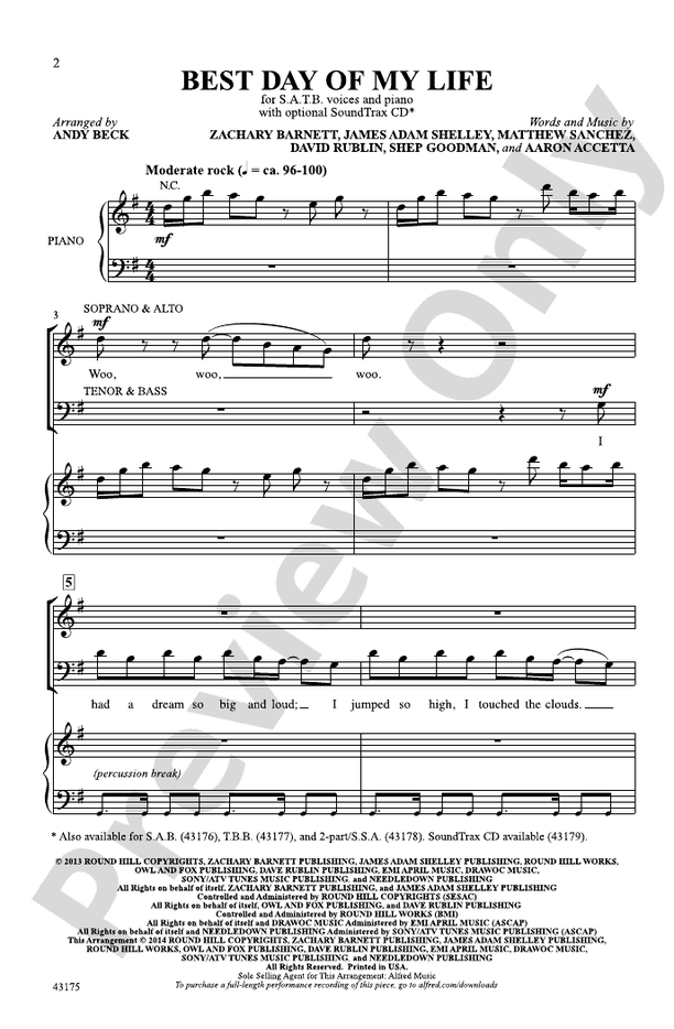 Best Day of My Life – SATB Choral Octavo (Digital Download)