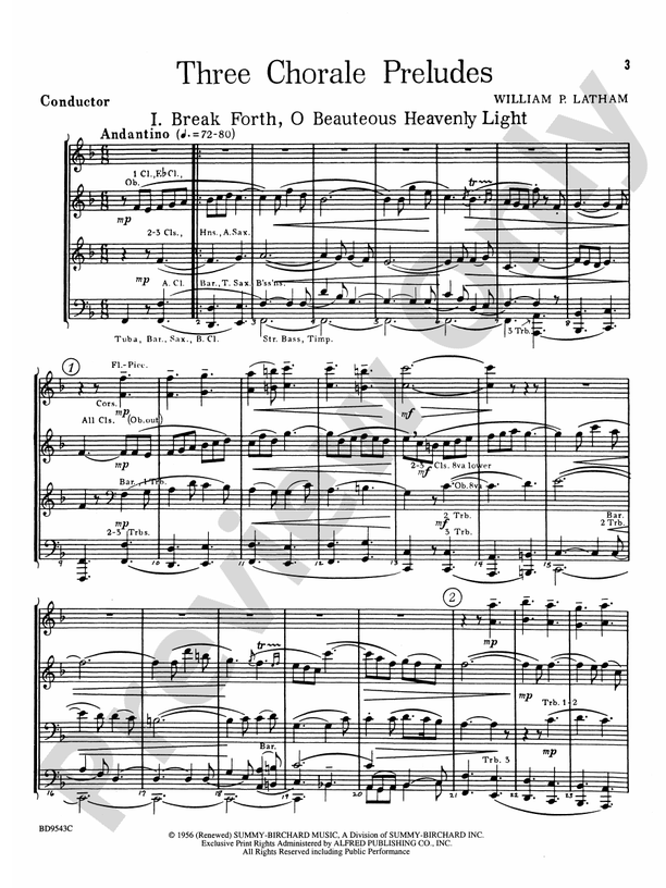 Three Chorale Preludes - Concert Band Conductor Score & Parts (Digital Download)