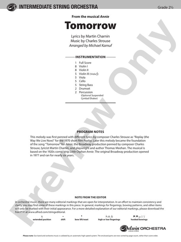 Tomorrow - String Orchestra Conductor Score & Parts (Digital Download)