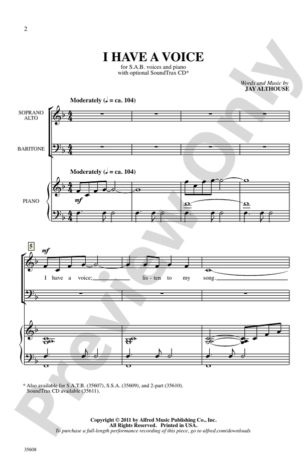 I Have a Voice – SAB Choral Octavo (Digital Download)
