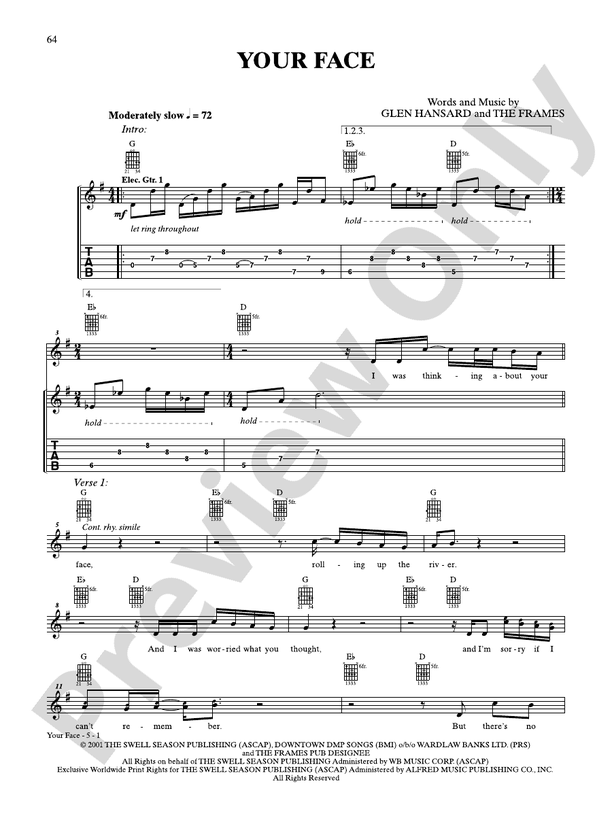 Your Face - Guitar TAB (Digital Download)