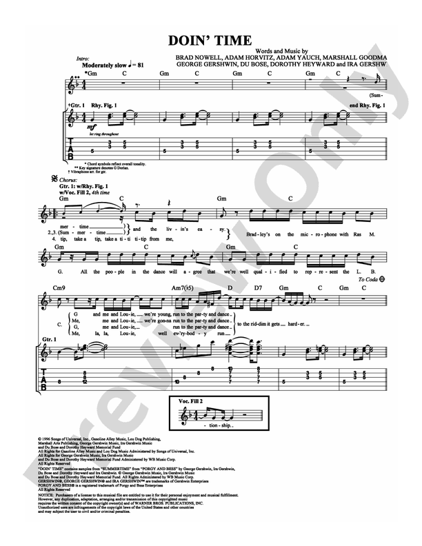 Doin' Time - Guitar TAB (Digital Download)