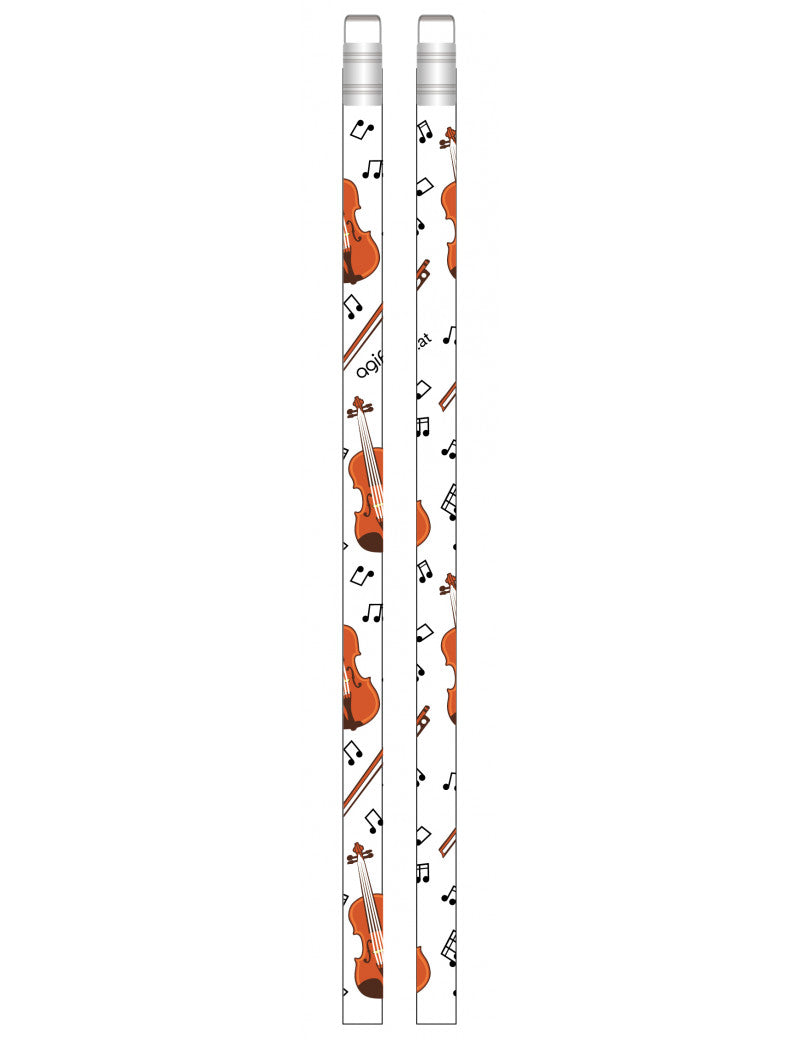 Music Pencil White with Black Notes and Large Treble Clef Eraser