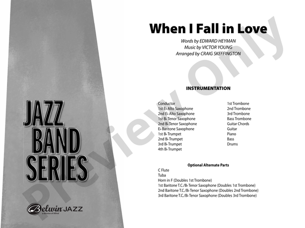 When I Fall in Love (Grade 3) - Jazz Ensemble Conductor Score & Parts (Digital Download)