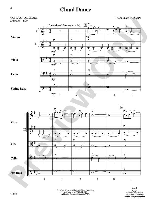 Cloud Dance – String Orchestra Conductor Score & Parts (Digital Download)