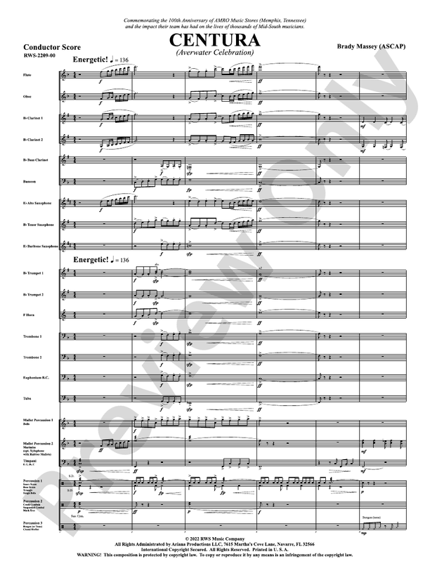 Centura - Averwater Celebration - Concert Band Conductor Score & Parts(Digital Download)