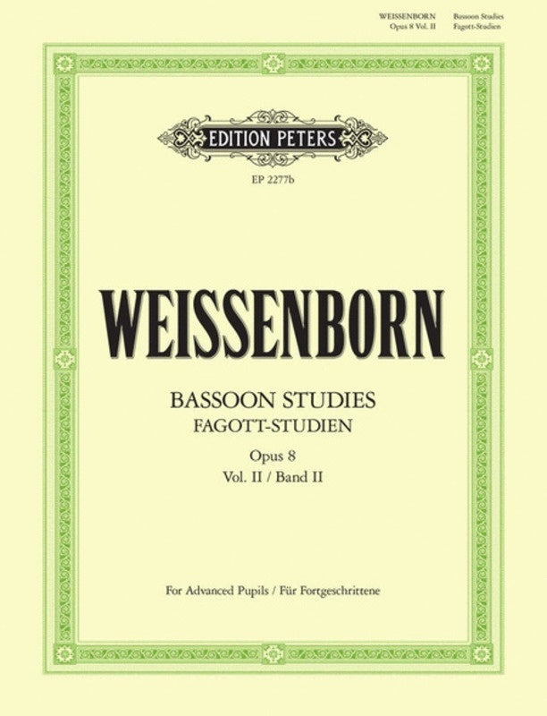 Weissenborn - Studies for Advanced Op8 Bk2 - Bassoon Solo - Peters EP2277B