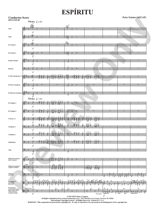 Espiritu - Concert Band Conductor Score & Parts(Digital Download)