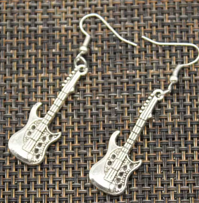 Silver Electric Guitar Earrings