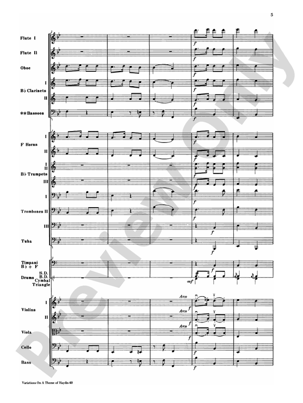 Variations on a Theme of Haydn – Full Orchestra Conductor Score & Parts (Digital Download)