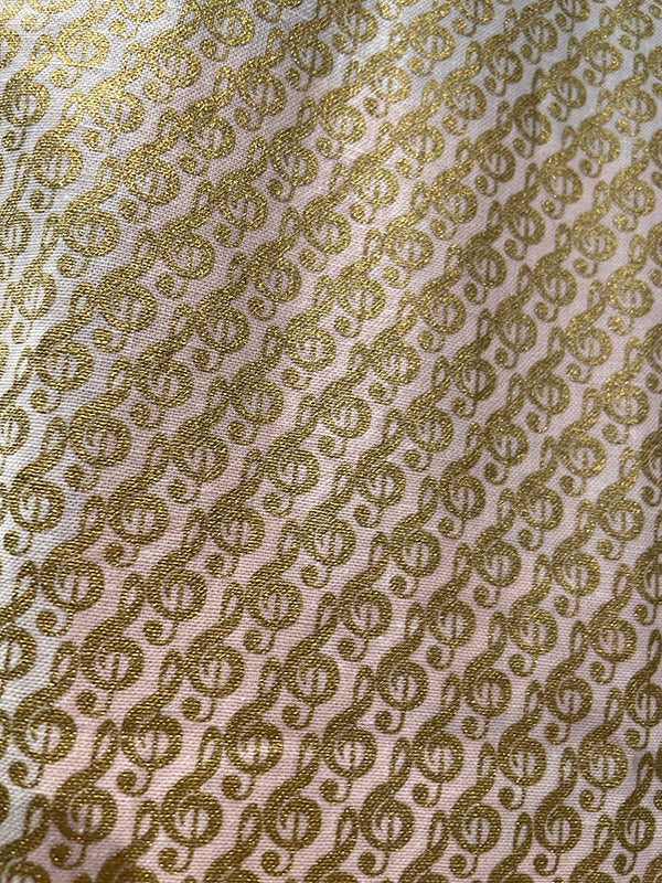 Large Music Bag Creme with Small Gold Treble Clefs