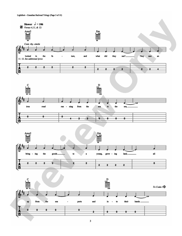 Canadian Railroad Trilogy - Easy Guitar (Digital Download)