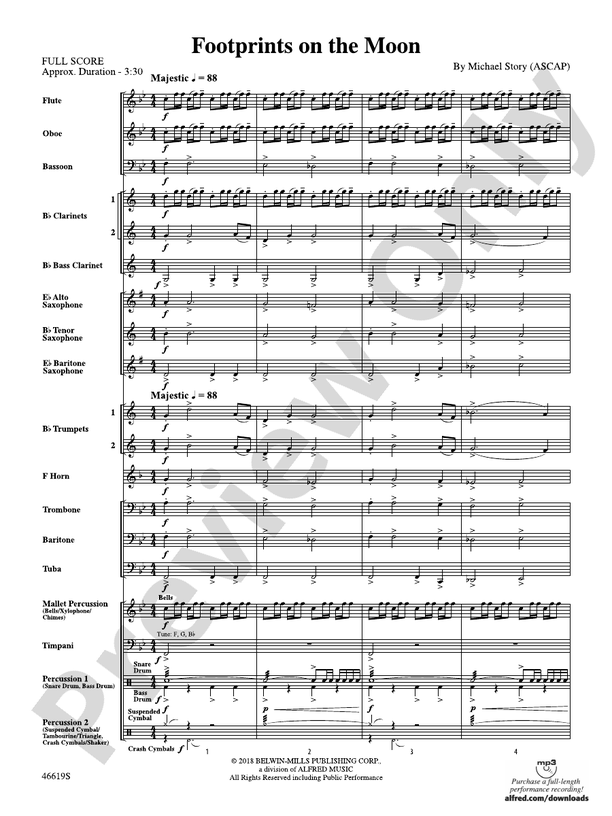 Footprints on the Moon - Concert Band Conductor Score & Parts (Digital Download)