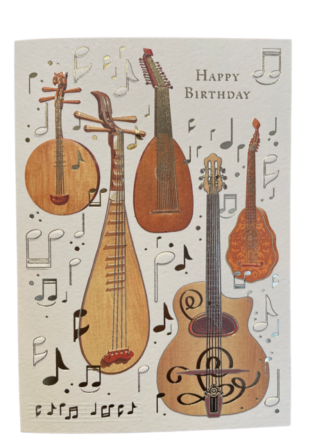 Greeting Card Happy Birthday Medieval Guitars