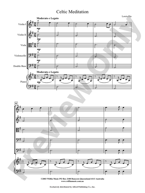 Celtic Meditation - Loreta Fin – String Orchestra Conductor Score & Parts (Digital Download)