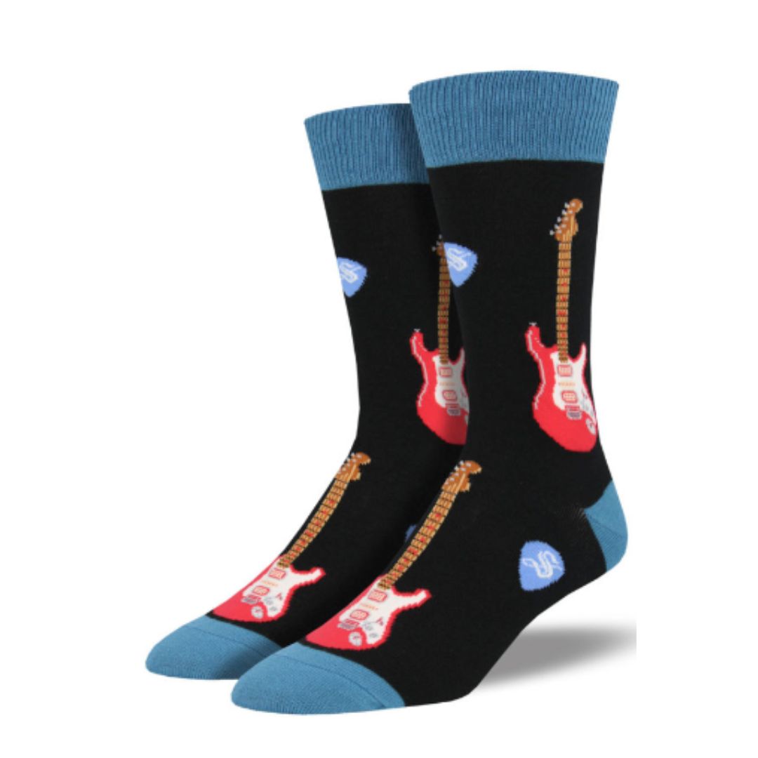 Mens Black Electric Guitar Socks