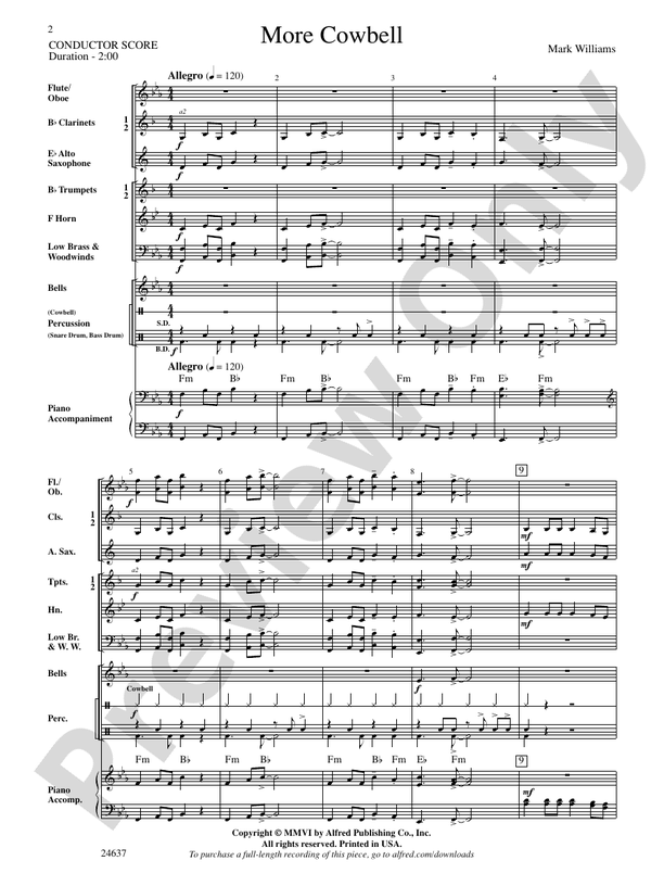 More Cowbell - Concert Band Conductor Score & Parts (Digital Download)