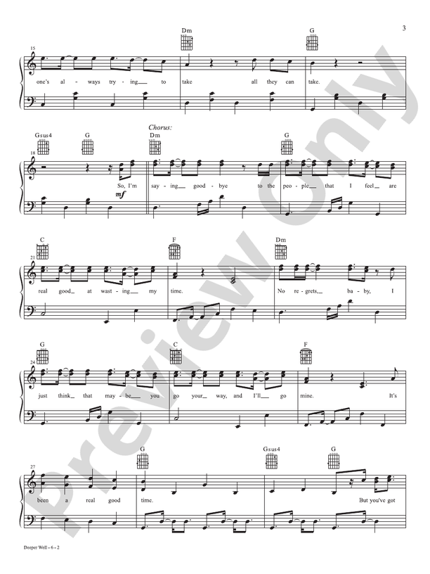 Deeper Well (From the studio album 'Deeper Well') - Piano (Digital Download)