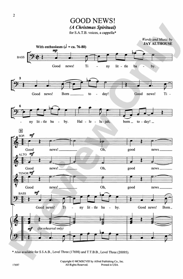 Good News! (A Christmas Spiritual) – SATB, a cappella Choral Octavo (Digital Download)