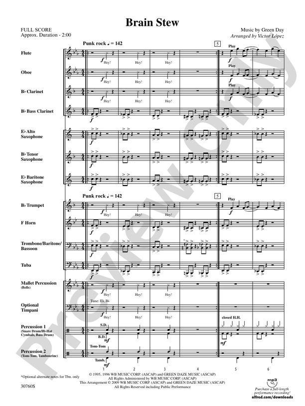 Brain Stew - Concert Band Conductor Score & Parts (Digital Download)