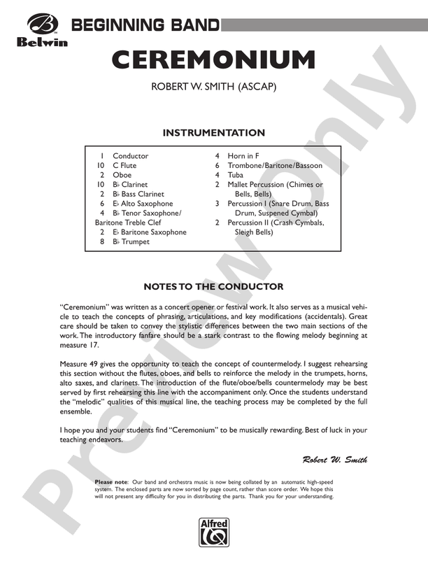 Ceremonium - Concert Band Conductor Score & Parts (Digital Download)