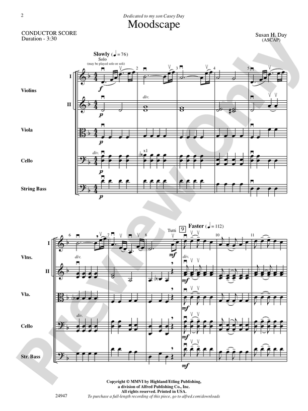 Moodscape – String Orchestra Conductor Score & Parts (Digital Download)