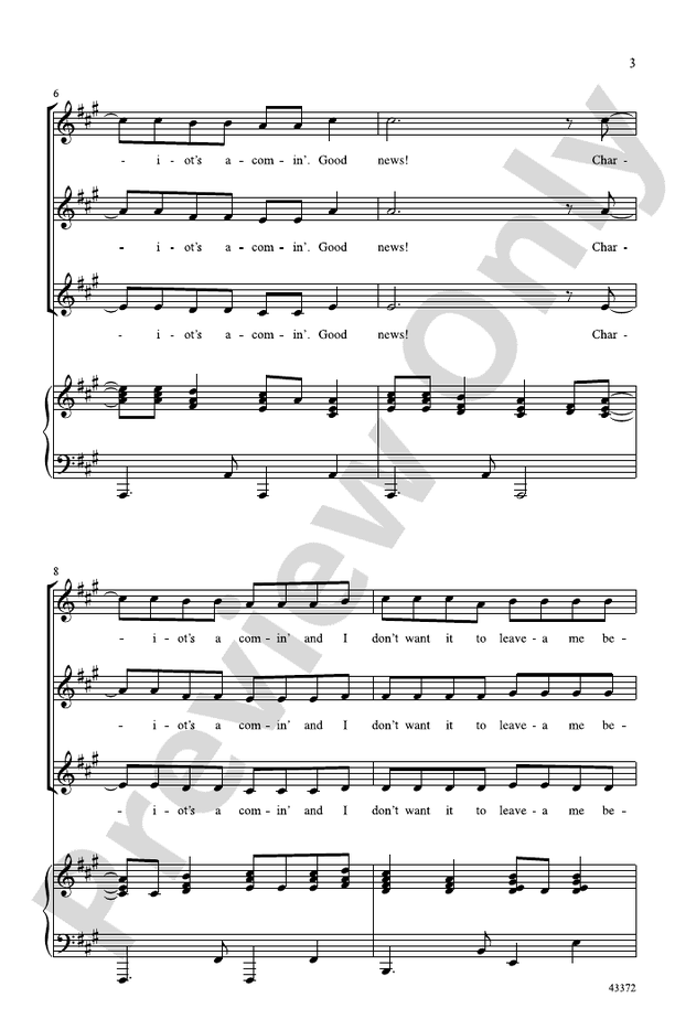 Good News! Chariot's A-Comin' – SSA Choral Octavo (Digital Download)