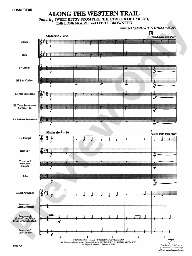 Along the Western Trail - Concert Band Conductor Score & Parts (Digital Download)