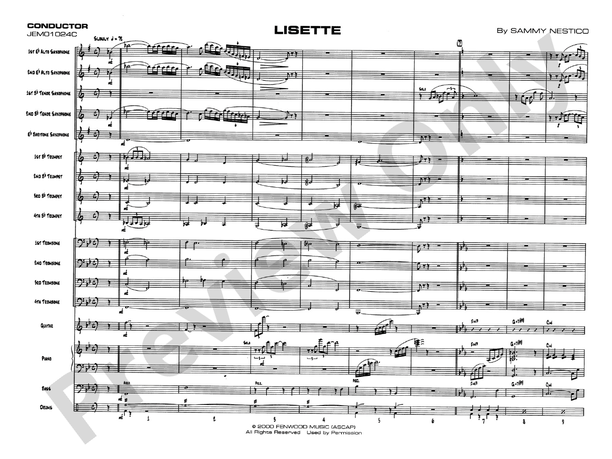 Lisette - Jazz Ensemble Conductor Score & Parts (Digital Download)