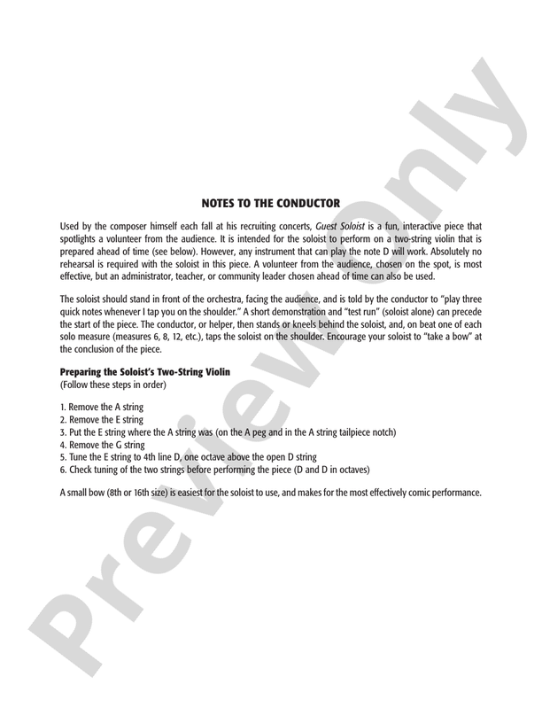 Guest Soloist – String Orchestra Conductor Score & Parts (Digital Download)