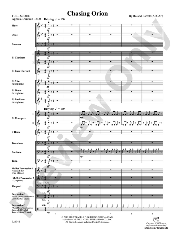 Chasing Orion - Concert Band Conductor Score & Parts (Digital Download)