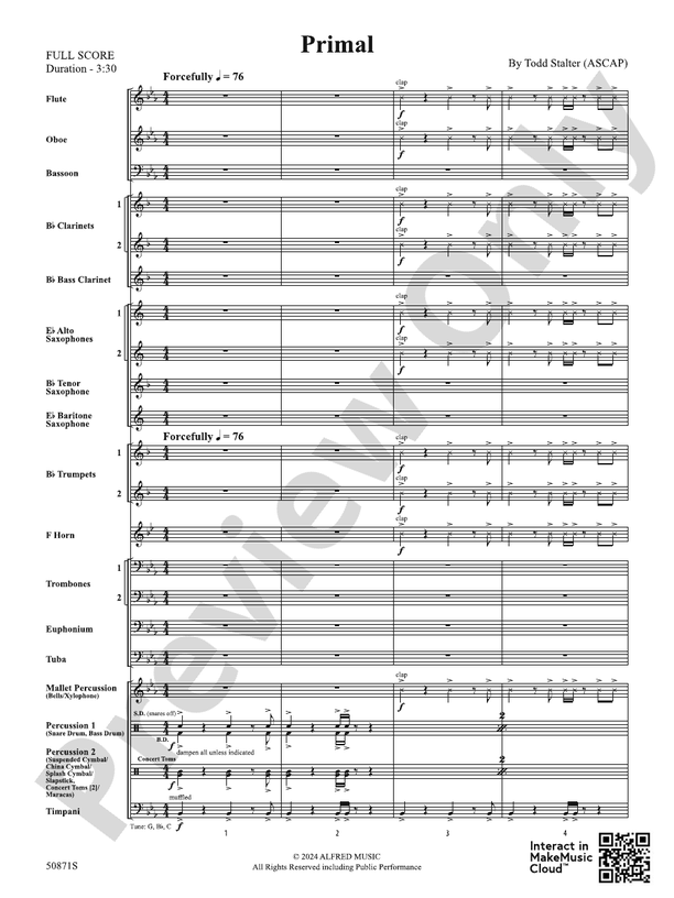 Primal – Concert Band Conductor Score & Parts (Digital Download)