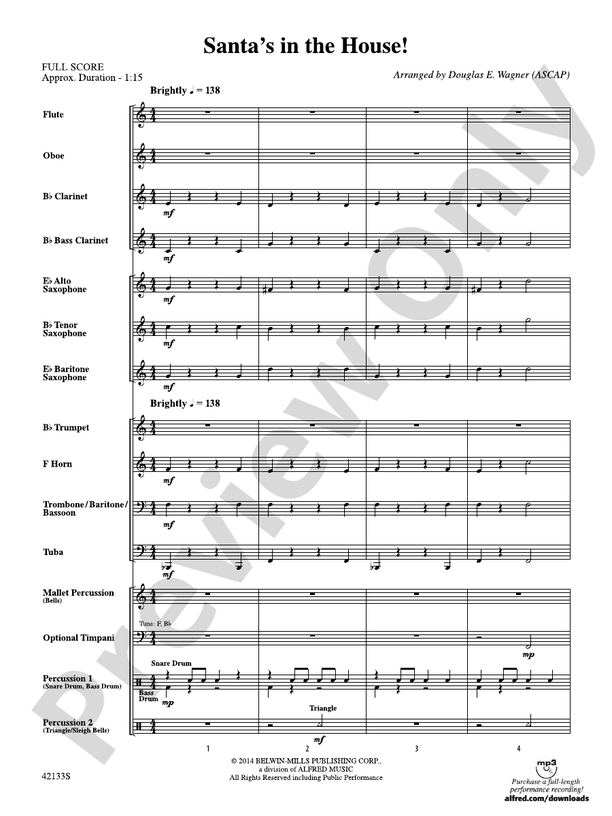 Santa's in the House! - Concert Band Conductor Score & Parts (Digital Download)