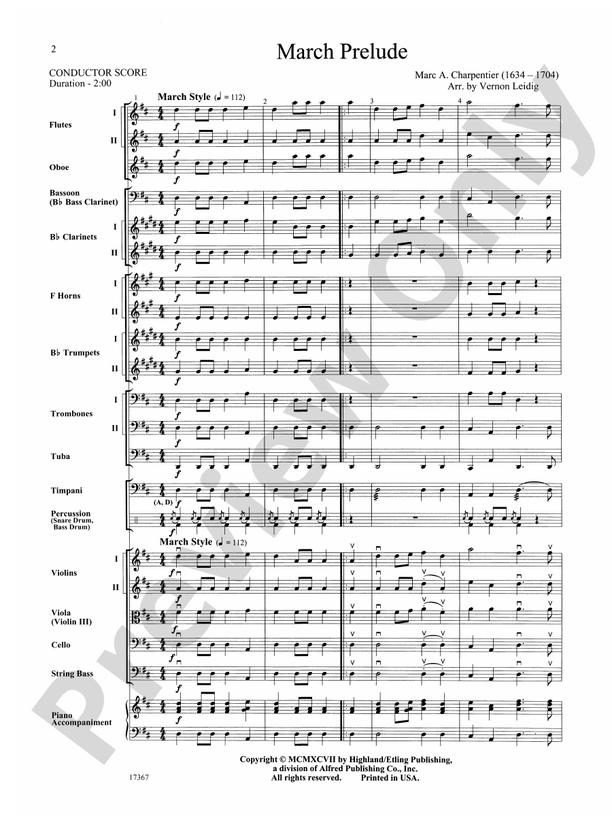March Prelude – Full Orchestra Conductor Score & Parts (Digital Download)