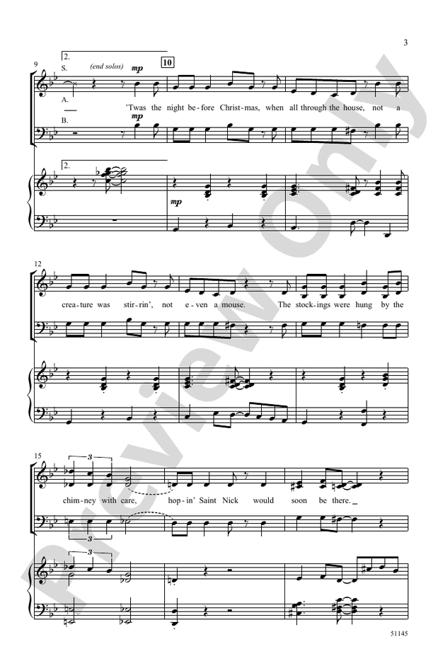 Twas the Night Before Christmas - SAB Choral Octavo (Digital Download)