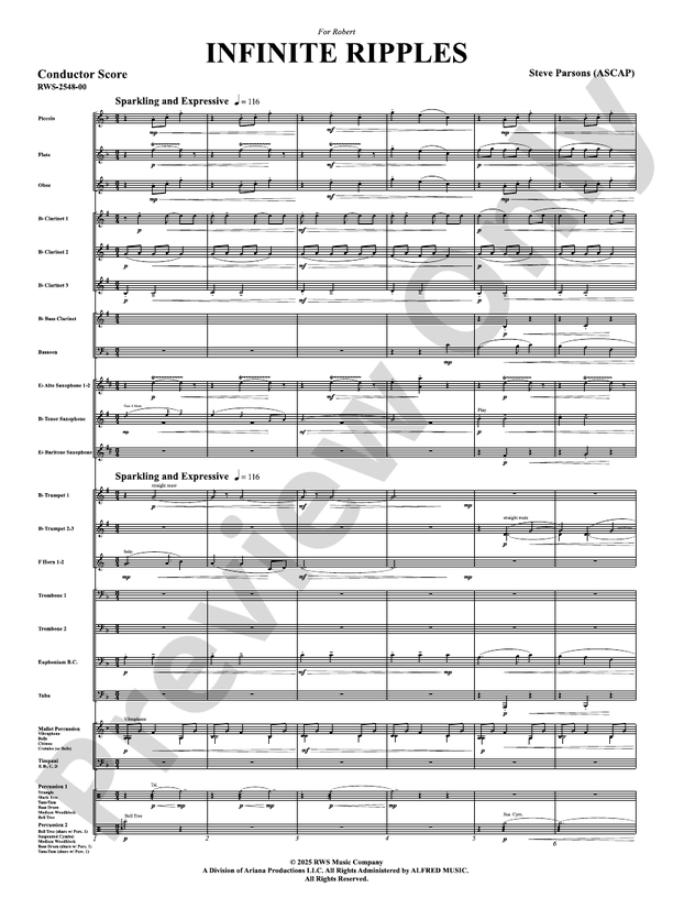 Infinite Ripples - Concert Band Conductor Score & Parts(Digital Download)