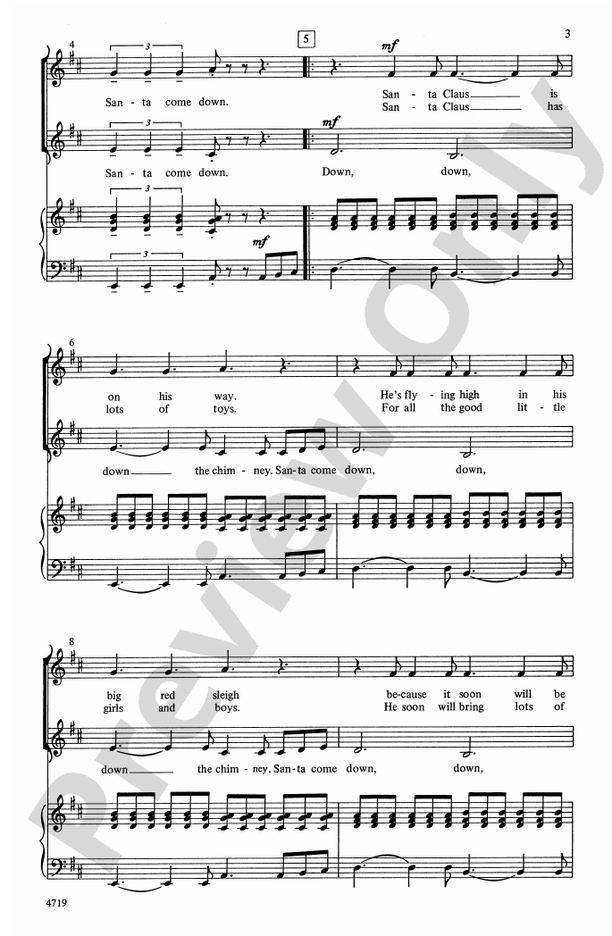 Down, Down the Chimney – 2/3-Part Treble Choral Octavo (Digital Download)