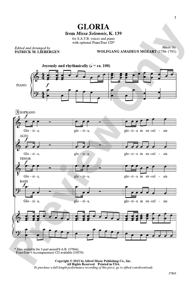 Gloria (from Missa Solemnis, K. 139) – SATB Choral Octavo (Digital Download)
