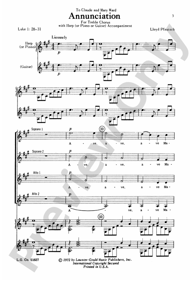 Annunciation – SSAA Choral Octavo (Digital Download)