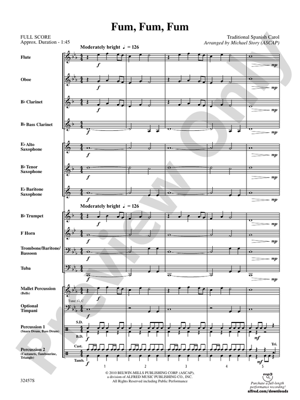 Fum, Fum, Fum - Concert Band Conductor Score & Parts (Digital Download)