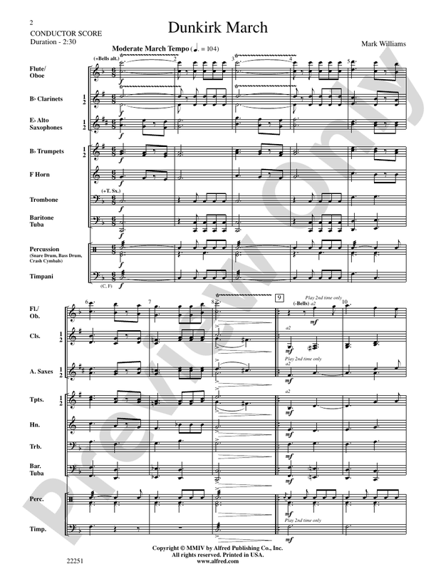 Dunkirk March - Concert Band Conductor Score & Parts (Digital Download)