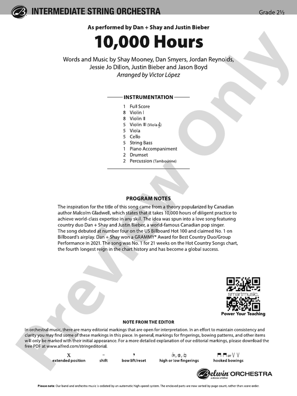 10,000 Hours - String Orchestra Conductor Score & Parts (Digital Download)