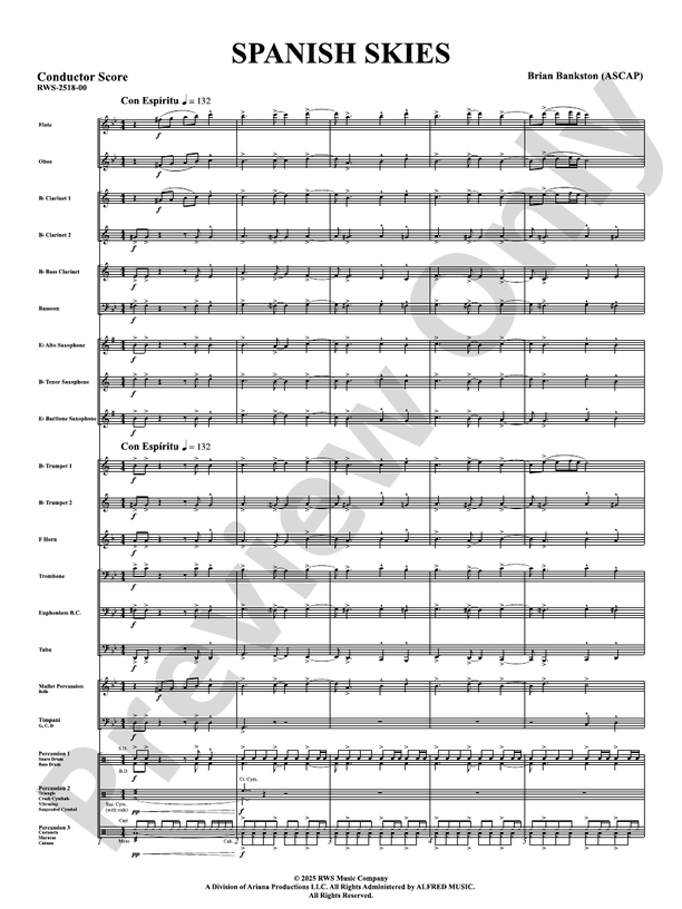 Spanish Skies - Concert Band Conductor Score & Parts(Digital Download)