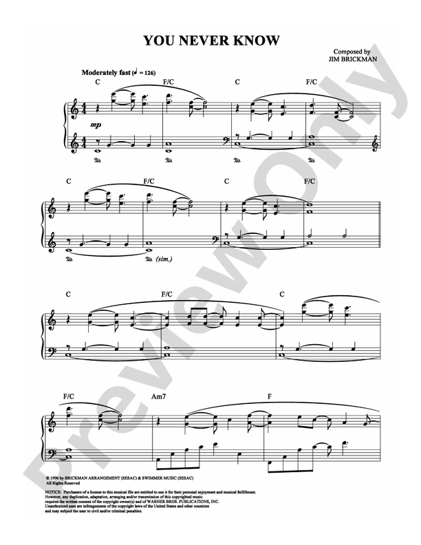 You Never Know - Piano (Digital Download)
