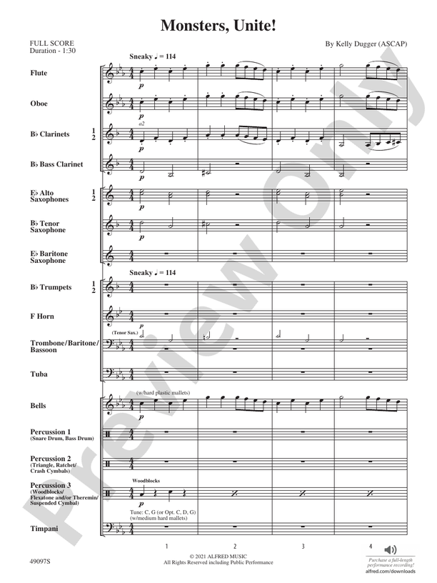 Monsters, Unite! - Concert Band Conductor Score & Parts (Digital Download)