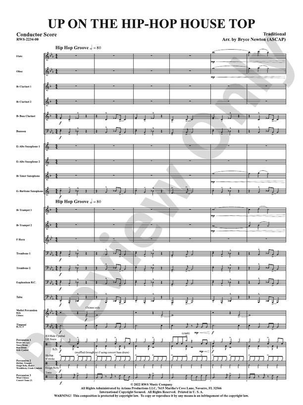 Up on the Hip-Hop House Top - Concert Band Conductor Score & Parts(Digital Download)