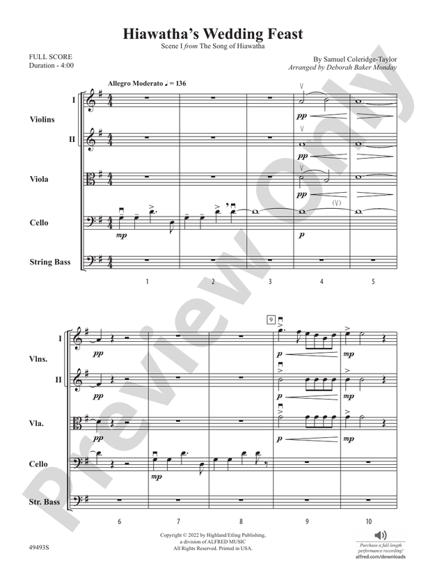 Hiawatha's Wedding Feast - String Orchestra Conductor Score & Parts (Digital Download)