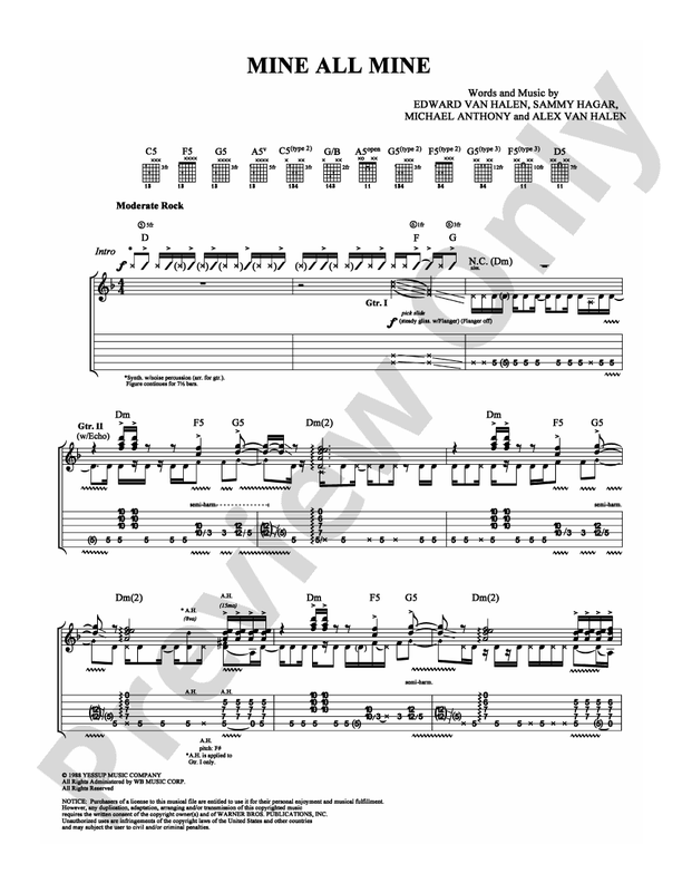Mine All Mine - Guitar TAB (Digital Download)